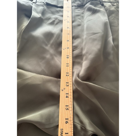 Lauren Ralph Lauren Charmeuse Pleated Satin Wide Leg Pants Olive Green Plus 22W - Picture 6 of 9